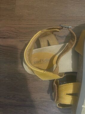 Josef Seibel Kids Yellow Leather Ankle-Strap Sandals